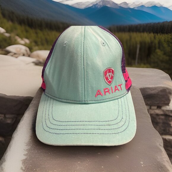 Ariat Baseball Cap Snapback Hat Mesh Back Colorful Outdoor Adjustable Cowboy - Picture 1 of 11